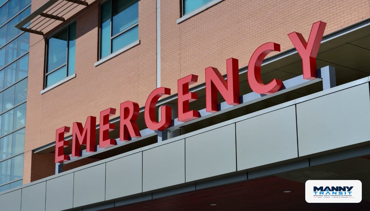 Hospital emergency department entrance signage